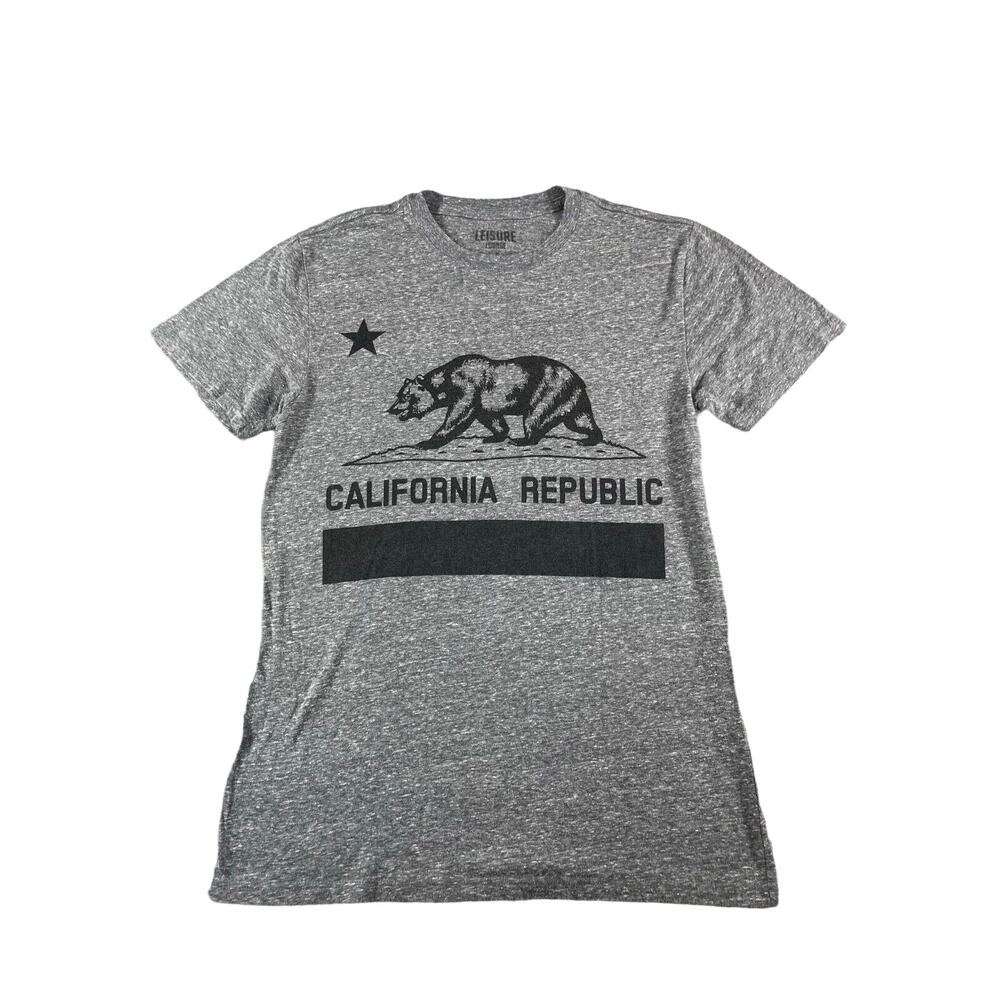 California Republic Shirt Mens Small Gray Bear Leisure Lounge Cotton Poly Blend